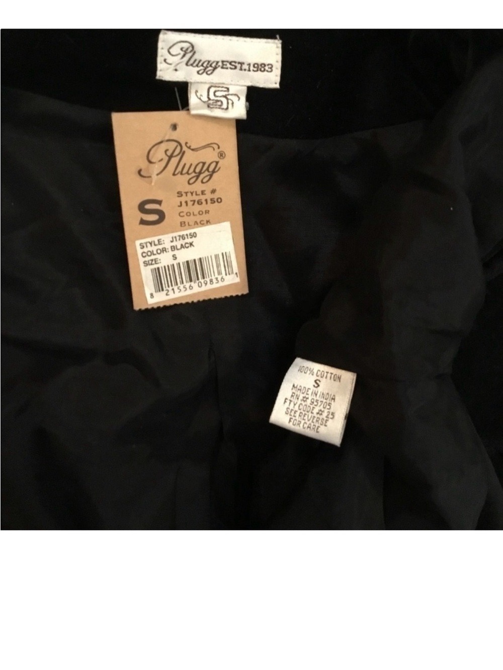 Plugg Black Velvet Blazer Jacket Size Small - Picture 3 of 14